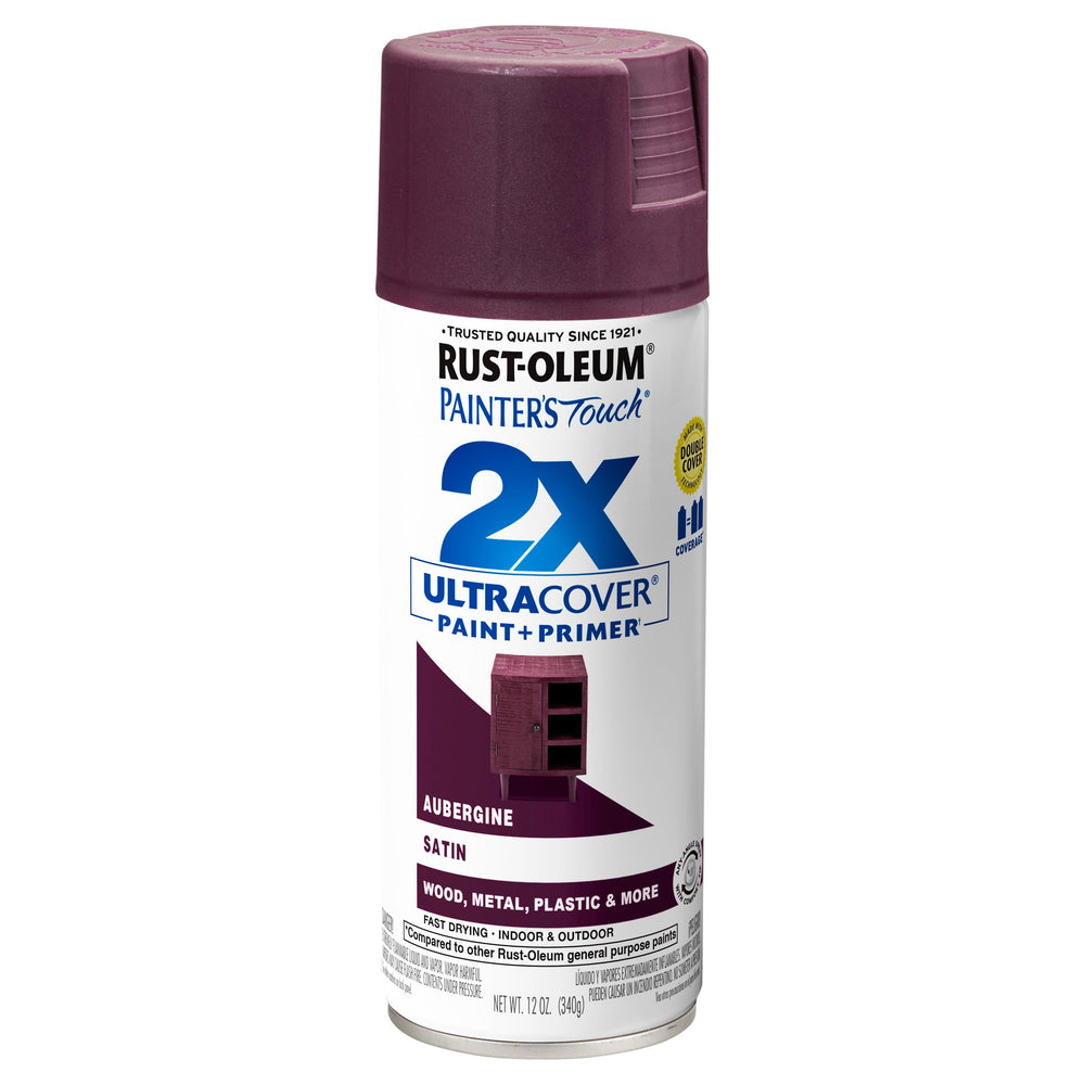 Rust-Oleum 257419 12 oz. Satin Aubergine Painter's Touch 2X Ultra Cover Paint + Primer Spray