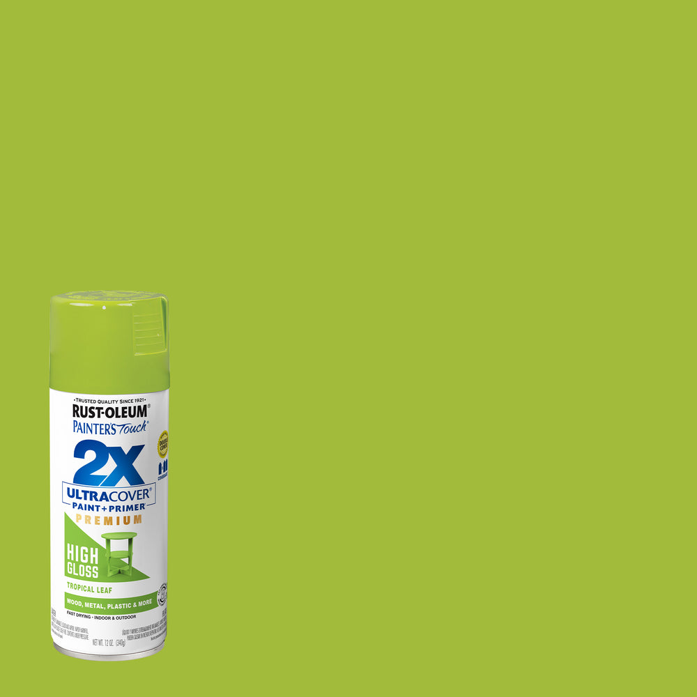 Rust-Oleum 331179 12 oz. High Gloss Tropical Leaf Painter's Touch 2X Ultra Cover Paint + Primer Spray