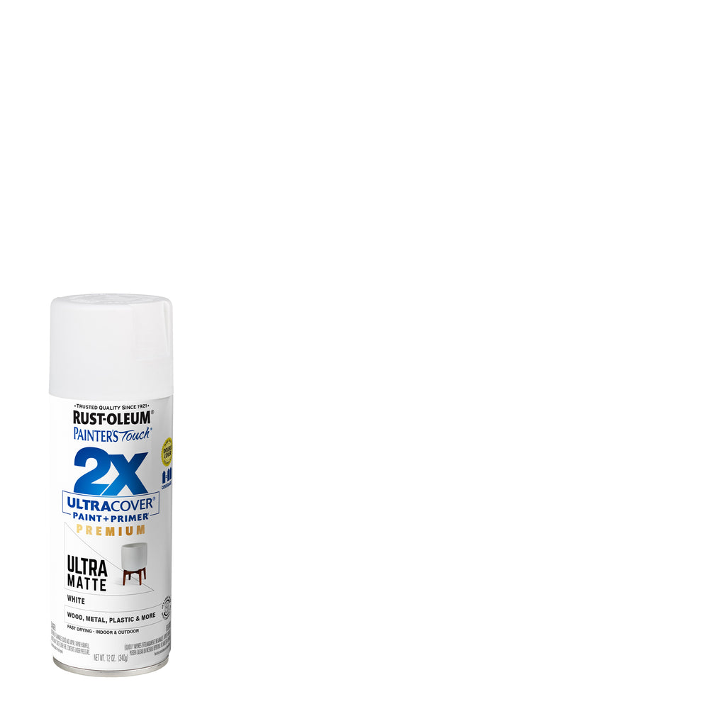 Rust-Oleum 331181 12 oz. Ultra Matte White Painter's Touch 2X Ultra Cover Paint + Primer Spray