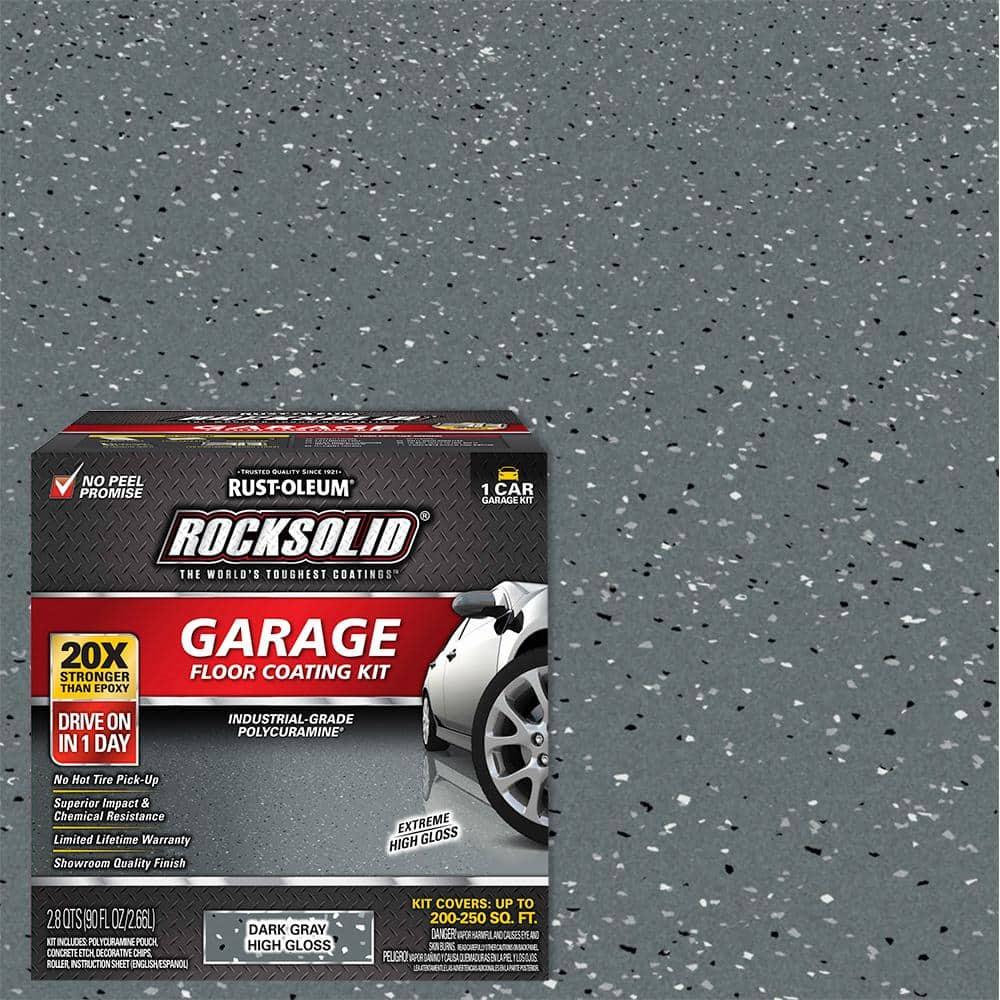 Rust-Oleum RockSolid Garage Floor Coating Kit, 90 fl. oz., High-Gloss Dark Gray